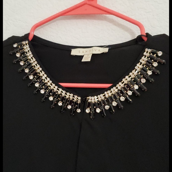 SANDIVA Black rhinestone neckline Bolero Evening jacket Capelet Shawl Small NWT - Picture 2 of 8